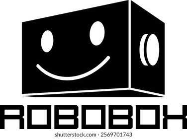 Unique logo design with a box-shaped robot image, suitable for technology, science, labs or other icons or logos