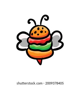 Unique Logo Design Combination of Bee and Burger