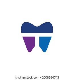 Diseño de logotipo único combinación de letra T y dental