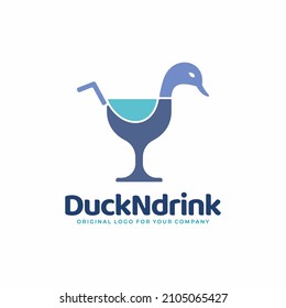 Unique logo design with a glass-shaped duck concept.