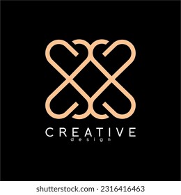 Diseño de logotipo único con elementos de corazón y diamante.
