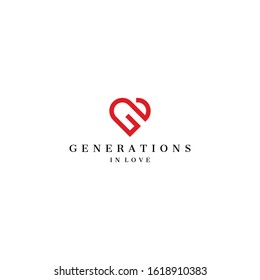 Unique logo design of letter G and love with white background - EPS10 - Vector.