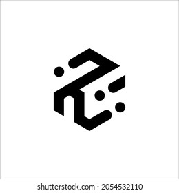 Unique logo design letter R on black color