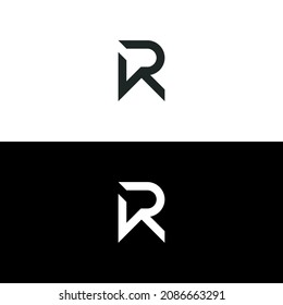 Unique logo design letter R on black and white background. 
