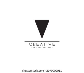 Letra única de diseño de logotipo V sobre fondo blanco