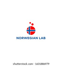 Unique logo design of Norwegian flag and laboratory with white background - EPS10 - Vector.
