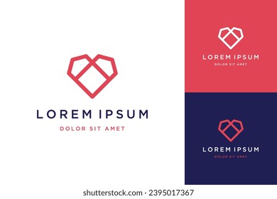 Unique logo designs or geometric hearts with boxes