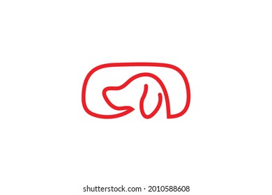 símbolo de línea de perro de logotipo único vector