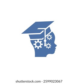 unique logo of education setting in a children head