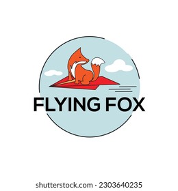 unique logo flying fox with paper plane, canbe use on all media, because made with high resolution