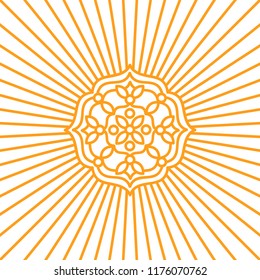Unique logo illustration. Mandala flat icon for your business. Ayurveda, spa, yoga company identity. Advertising or web startup zen symbol design. Moroccan tile style. Vector isolated sign.