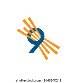 Unique logo number 9 vector