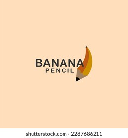 A unique Logo of pencil banana blended with banana