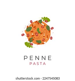 Unique Logo Of Penne Pasta With Delicious Tomato Sauce