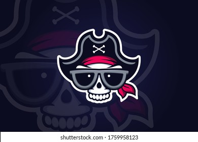 Unique logo with a pirate skull wearing glasses. Very suitable for companies related to technology, games, esport, community managers, blogs, etc.