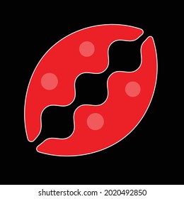 
Unique logo shaped like a baseball, red color and black background