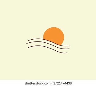 Un logotipo único que muestra el sol parcialmente cubierto por las olas