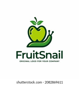 Unique logo, snail with apple logo design template.