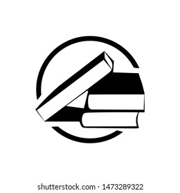 a unique logo, a stack of books in a circle with a white background