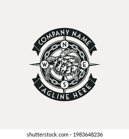 Unique logo with turtle, compass, and chain