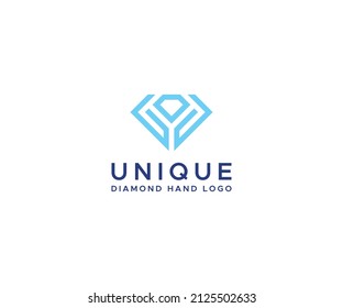 Einzigartiges Logo von zwei Hand und Diamantsymbol. Beste für Finanzen, Bank, sicheres Unternehmen, etc.