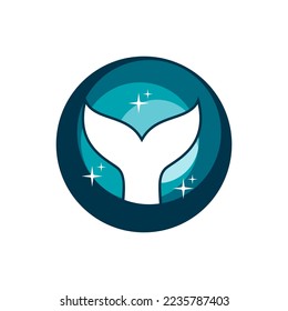 unique logo of whale tail and ocean waves