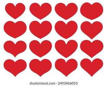 Unique Love Heart Designs Vector Set.