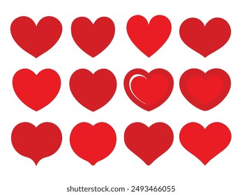 Unique Love Heart Designs Vector Set.