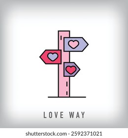 Unique love path sign design. Love icon design for corporate brands.