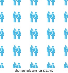 Unique Love white and blue seamless pattern for web design. Vector symbol