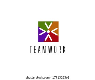 Unique and Lovely Logo of Community with Modern Concept. Design with Simple and Colorful Teamwork Sign Isolated on White  Background. This Logo Very Ideal for Social Foundation, etc. Vector.