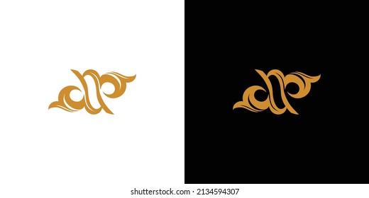 Unique and luxurious DP letter ornament logo design