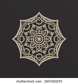 einzigartiges und luxuriöses Mandala-Design, Mischung von Linien, die goldene Blumen formen