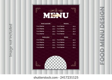 Unique and luxury food menu design template