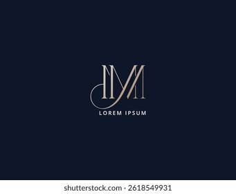 Unique m luxury minimalist lettering typo, royal m brand logo design