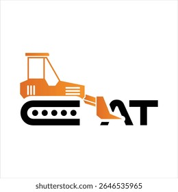 Unique Machinery Brand Icon Featuring a Bulldozer and Bold Lettering, Representing Heavy Equipment and Construction Industries, Modern Logo Design with a Distinctive Visual Identity