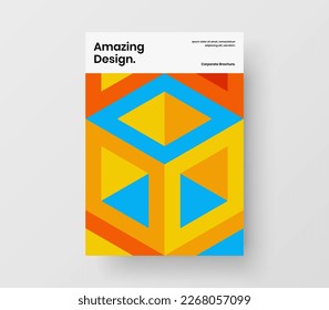 Unique magazine cover vector design concept. Isolated mosaic shapes annual report template.