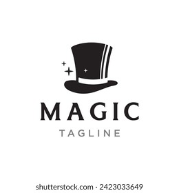 Unique magician hat logo design with creative ideas.