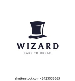 Unique magician hat logo design with creative ideas.