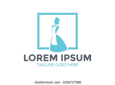 unique maid logo. cleaning service. house maid. vector illustration