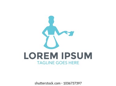 unique maid logo. cleaning service. house maid. vector illustration