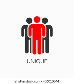 Unique man silhouette icon vector sign. Different, special person.