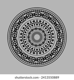 Unique Mandala Art Monochromatic, Circular design Black for designs in background, videos, posters, digital design, 