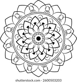 unique mandala art with only black color with white background vector