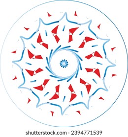 unique mandala black and red blue