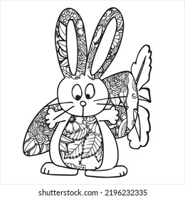 Unique Mandala Bunny Coloring Page