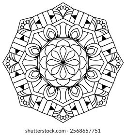unique mandala design for coloring book page , creative mandala art for wall art
