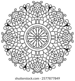 unique mandala design for coloring book page , creative and beautiful mandala art for wall art and henna design
