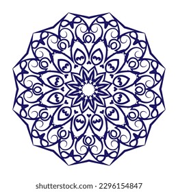 Unique mandala ornament vector for Islam, Arabic, Indian, Moroccan, Turkish ottoman motifs Coloring page. Flower Mandala vector illustration. Ornamental round doodle flower.