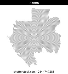 Unique map design of Gabon with concentric circle patterns.